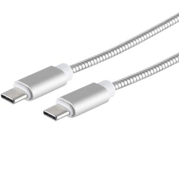 Preview: 2er-Set Lade- & Datenkabel USB-C, USB 2.0, PD, silber, 1m