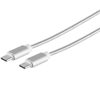 Preview: 3er-Set Lade- & Datenkabel USB-C, USB 2.0, PD, silber, 1m