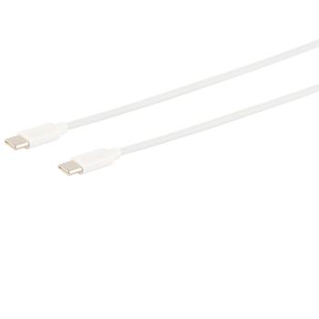 Preview: USB-C Lade- & Datenkabel - PowerDelivery (PD) 60W Schnellladung für Smartphones/Tablets - High-Speed 480 Mbit/s Datenübertragung - 1m Weiss