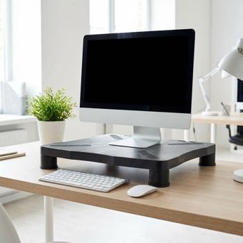 Supporto monitor con altezza regolabile, supporto per schermo e rialzo per laptop per postazione di lavoro, home office, ufficio