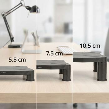 Preview: Supporto monitor con altezza regolabile, supporto per schermo e rialzo per laptop per postazione di lavoro, home office, ufficio