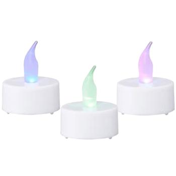 Preview: Flackerndes LED-Teelicht 2er-Set - Sicherer Farbwechsel mit 6h Timer - Ø 4cm Kunststoff, batteriebetrieben inkl. CR2032 - Ideal für Zuhause & Partys