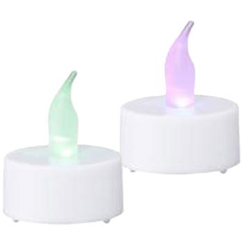 Preview: Flackerndes LED-Teelicht mit Farbwechsel 4er-Set - Sicher, batteriebetrieben & inkl. 6h Timerfunktion - Ø 4cm - Ideal für Zuhause & Partys