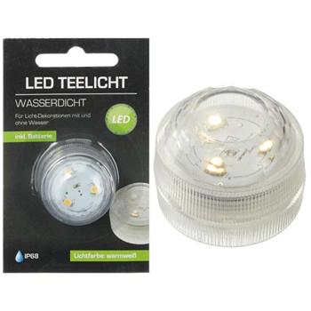 Preview: 2er-Set LED-Teelichter wasserdicht Ø 3cm IP68 - Warmweiss leuchtend für Schalen, Pools, Badewannen - Inkl. Batterien - Sicher & flexibel