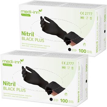 Disposable black nitrile gloves 200 pcs M – powder-free – for medicine, kitchen, gastronomy & crafts – latex- & allergen-free – grip texture – food-safe