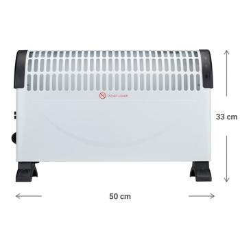 Preview: Riscaldatore convettore 1500W, con protezione da surriscaldamento, certificato GS, bianco/nero. Riscaldatore elettrico per un riscaldamento rapido, sicuro e affidabile