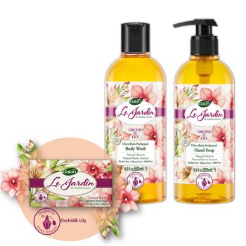 Preview: Savon Dalan Le Jardin Luxe Orchidée Lys - Nettoyage Doux Équilibre Peau - Extraits Fleurs Naturels - 100% Vegan Sans Silicone GMO