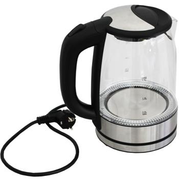 Preview: Stylish kettle 1.7 l, made of glass and stainless steel, incl. blue LED lighting, automatic switch-off, cable storage