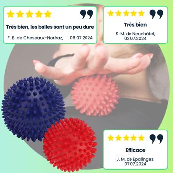 Preview: Balles de massage à picots (lot de 2) – massage de la nuque et des zones réflexes – détendent les muscles et soulagent le stress