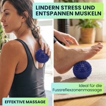 Preview: Massagebälle mit Noppen (2er-Set) – Igelbälle für Fussreflexzonen- & Nackenmassage – Stressabbau & Muskelentspannung