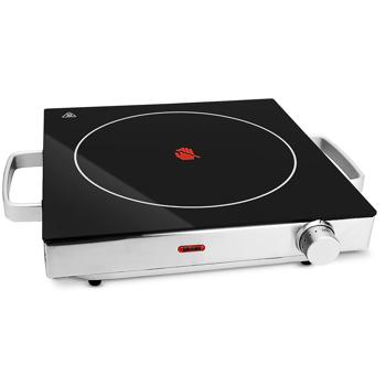 Preview: Mobile glass ceramic hob, stainless steel housing and infrared heat, Ø 20cm, 2,000 watts, infinitely variable temperature control, portable ceramic hob