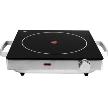 Preview: Mobile glass ceramic hob, stainless steel housing and infrared heat, Ø 20cm, 2,000 watts, infinitely variable temperature control, portable ceramic hob