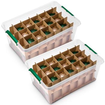 Preview: Set of 2 storage boxes for Christmas baubles with 30 compartments