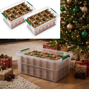 Set of 2 storage boxes for Christmas baubles with 30 compartments