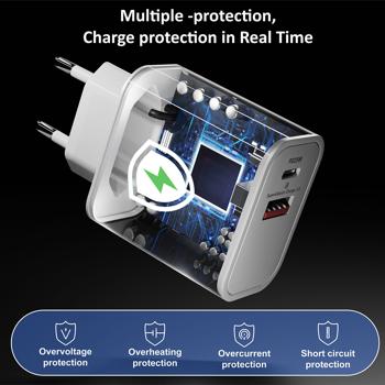 Preview: lot de 3 chargeurs USB Dual 25Watt, 1x USB-C et USB-A, alimentation PD & QC, blanc, Quick Charge pour une charge rapide de iPhone, Samsung, Huawai, Xiaomi
