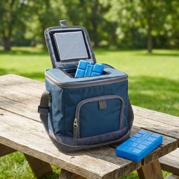 Preview: Cooler bag with shoulder strap 8 liters, incl. set of 2 cool packs, blue