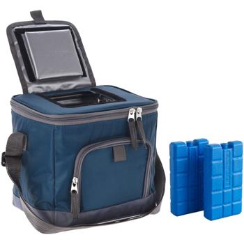 Cooler bag with shoulder strap 8 liters, incl. set of 2 cool packs, blue