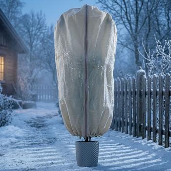 Preview: Housse d’hivernage XL, 180 x 120 cm, protection contre le gel pour plantes en pot, cordon de serrage, fermeture à glissière, toile respirante