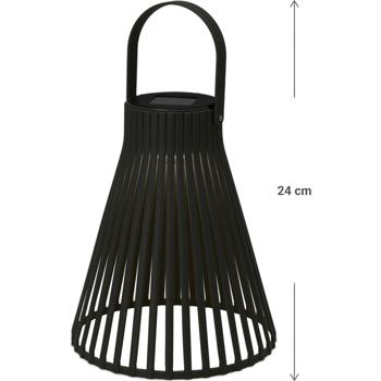 Preview: Lampada a sospensione solare nera (20x24 cm) in elegante look a griglia - lampada a sospensione in look industriale per una luce d‘atmosfera su balconi e terrazze
