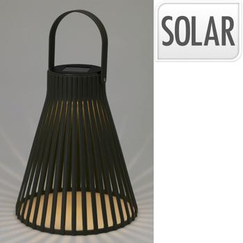 Preview: Lampada a sospensione solare nera (20x24 cm) in elegante look a griglia - lampada a sospensione in look industriale per una luce d‘atmosfera su balconi e terrazze