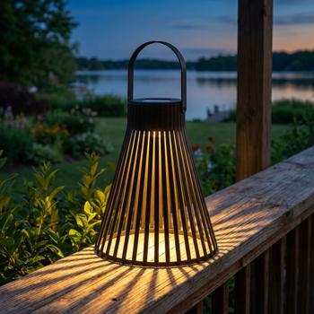 Preview: set di 2 lampade solari a sospensione, aspetto griglia in nero, 20 x 24 cm