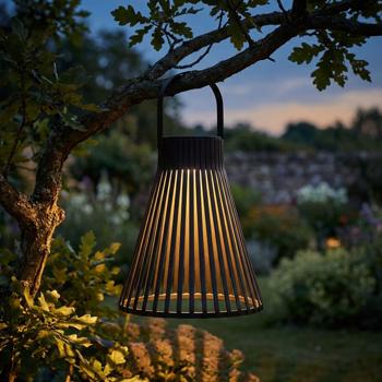 Preview: set di 2 lampade solari a sospensione, aspetto griglia in nero, 20 x 24 cm