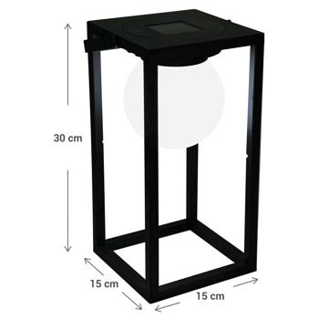 Preview: Lampe de table solaire LED mobile - Noir - Lumière blanche chaude - 30 x 15 cm - Camping terrasse fêtes jardin - Avec module solaire et pile 1.2V AAA Ni-MH 200mAh