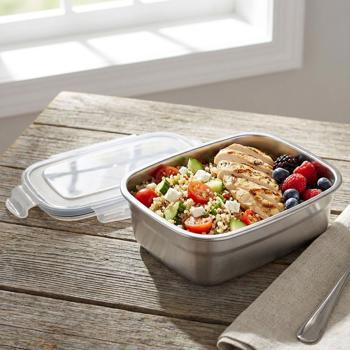 Preview: 2er-Set Frischhaltedose Edelstahl 750ml - Auslaufsichere Lunchbox mit Clip-Deckel & Silikonring - Hygienisch, spülmaschinenfest & geruchsneutral