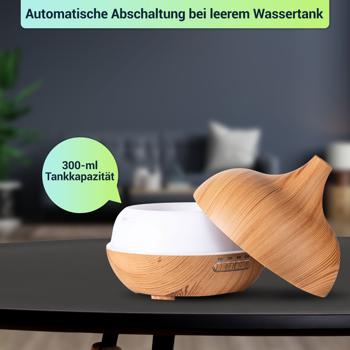 Preview: Aroma-Diffuser in eleganter Holzoptik für ätherische Öle, LED-Beleuchtung in 7 Farben & Timer, 300 ml, formschöne Raumbefeuchtung für Ihr Zuhause Preview: Aroma-Diffuser in eleganter Holzoptik für ätherische Öle, LED-Beleuchtung in 7 Farben & Timer, 300 ml, formschöne Raumbefeuchtung für Ihr Zuhause