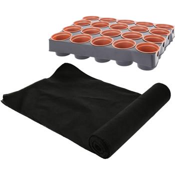 Preview: Set of 2 weed control fabrics, cut-to-size, 700x150 cm & seed tray with 20 seed pots – Protect your garden from weeds & includes practical pots