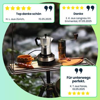 Preview: Kompakte elektrische Mini-Einzelkochplatte mit Espresso-Kocher, 500 Watt, Ideal für Camping & kleine Küchen