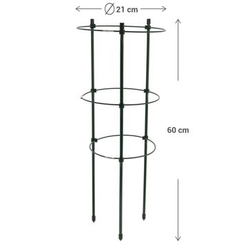 Preview: Pflanzenstütze rund (60xØ 21 cm) - Stabilisiert Tomaten & Kletterpflanzen - Für Kübel- & Zimmerpflanzen - Kunststoffbeschichtetes Eisen robust & langlebig