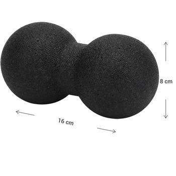 Preview: Doppel-Faszienmassageball (8 cm, schwarz): Punktuelle Massage für Nacken, Rücken & mehr. Einfache Anwendung für effektive Entspannung
