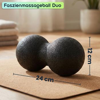Preview: Faszienmassageball Duo (12 cm, schwarz): Punktuelle Massage für Nacken, Rücken & mehr. Einfache Anwendung für effektive Entspannung