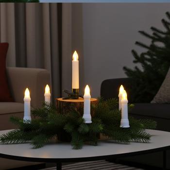 Preview: LED Weihnachtsbaum Kerzen Lichterkette - 30 warmweisse LED-Kerzen - 11,6 m Länge, Krokodilklemmen - Innen- & Aussenbereich - 230V - Christbaum