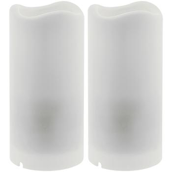 Preview: 2er-Set Projektor Kerze - bunte Lichtshows an Wände/Decken - 3 Schablonen, 4 Motive, Timer & kabellos Batteriebetrieb, 7x15cm, weiss - LED-Projektor