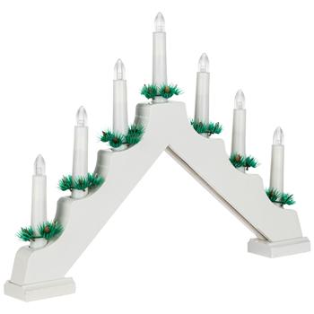 Preview: Wooden candle arch with 7 LED candles, 42.4 x 4.5 x 32 cm