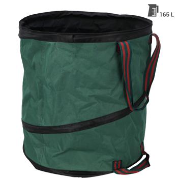 Preview: sacco per rifiuti da giardino pop-up da 165L - verde, pieghevole e con robuste maniglie per il trasporto - sacco per rifiuti per foglie, erba tagliata e attrezzi da giardino - salvaspazio