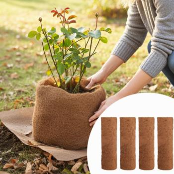 set di 4 tappeti protettivi per piante in cocco (150x50cm): protezione efficace contro le erbacce, il gelo e la disidratazione, ecologici e ideali per aiuole, vasi e letti rialzati