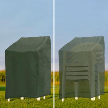 Preview: Telone di protezione dalle intemperie per sedie impilabili da giardino: verde scuro, idrorepellente, 68 x 68 x 105 cm - per tutte le stagioni