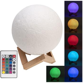 Preview: Beeindruckende 3D Mond Dekorations- Lampe mit Holzständer, Touch-& Fernbedienung, 16 Farben, 5 Leuchtmodi, Akku, Ø 15 cm Preview: Beeindruckende 3D Mond Dekorations- Lampe mit Holzständer, Touch-& Fernbedienung, 16 Farben, 5 Leuchtmodi, Akku, Ø 15 cm