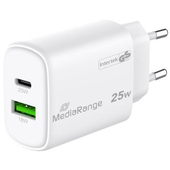 Preview: 3er-Set Dual Schnellladeadapter, GaN, 1x USB-C und USB-A, 25 Watt, weiss, USB Ladegerät Quick Charge für iPhone, Samsung, Huawei, Pixel, Airpods