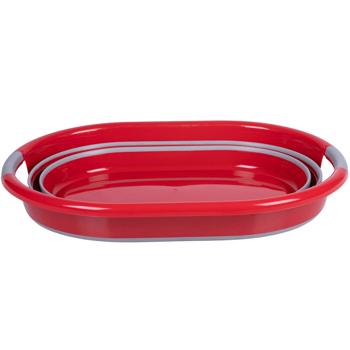 Preview: Panier à Linge Pliable - Rouge-Gris - 27 Litres - Plastique PP/TPR - Poignées Ergonomiques - Rangement Compact - Idéal Maison/Camping