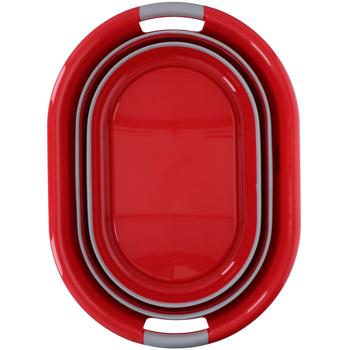 Preview: Panier à Linge Pliable - Rouge-Gris - 27 Litres - Plastique PP/TPR - Poignées Ergonomiques - Rangement Compact - Idéal Maison/Camping