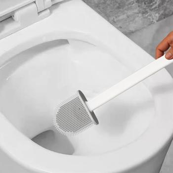 Preview: set of 2 toilet brushes with silicone bristles incl. brush holder, white/grey