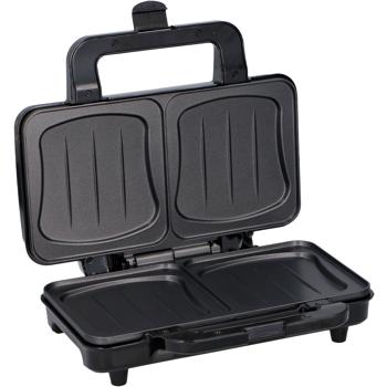 Preview: Appareil à croque-monsieur XL 900W - Pour 2 grands sandwichs, revêtement antiadhésif - Préparation rapide et homogène, noir-argent