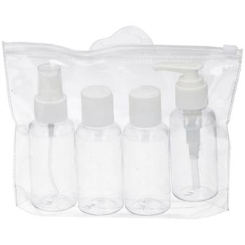 Preview: 2er-Set Reiseflaschen-Set Handgepäck - 4tlg. Kosmetik-Set - 2 Pumpsprüher (75ml), 4 Flaschen (75ml), 2 Pumpspender (75ml), transparenter Beutel