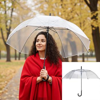 Parapluie transparent à coupole - Protection optimale pluie Ø 100 cm - Design élégant robuste - Visibilité claire sous la pluie - CH9029