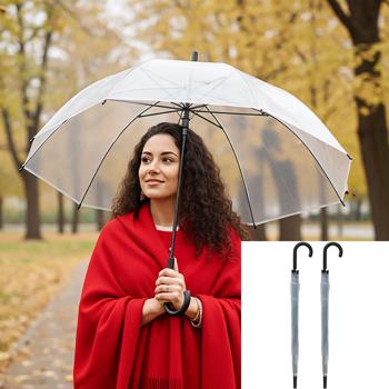 Lot de 2 Parapluies Dôme Transparents - Protection Pluie Élégante & Stable - Canne Ø 100 cm, Vision Claire, Léger, Maniable