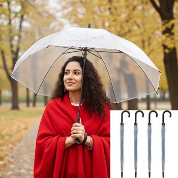 Lot de 4 Parapluies Dôme Transparent - Protection Pluie Élégante & Moderne - Parapluie Canne Stable Ø 100cm - Vision Claire